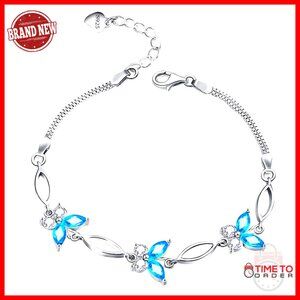 Adjustable Sterling Silver Butterfly Charm Bracelet, Gift for Women